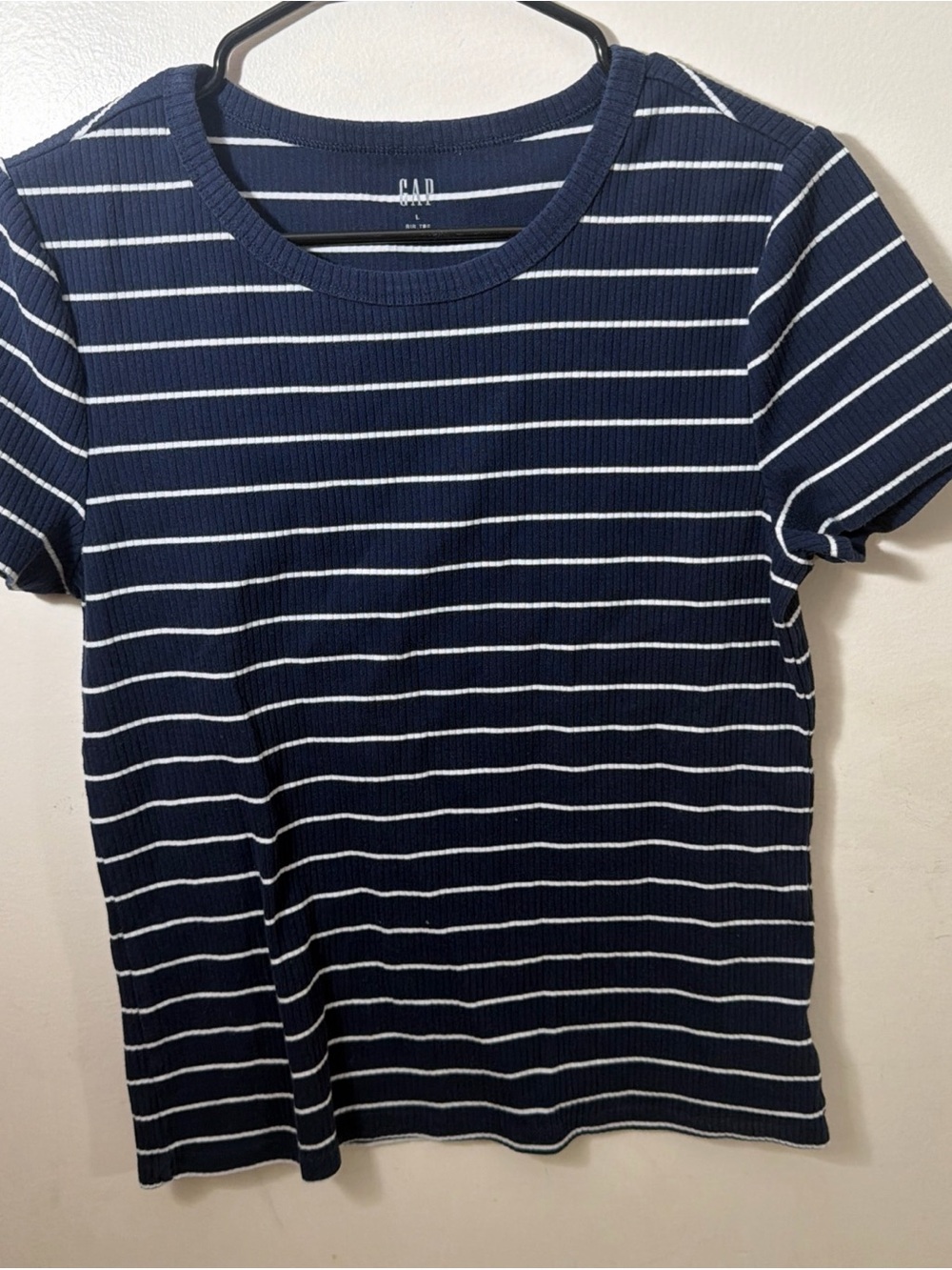 GAP Navy & White Striped Ribbed Tee Shirt